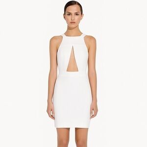 AQAQ White Sculptural Cutout Bodycon Mini Dress Size 6 Party Glam Sexy